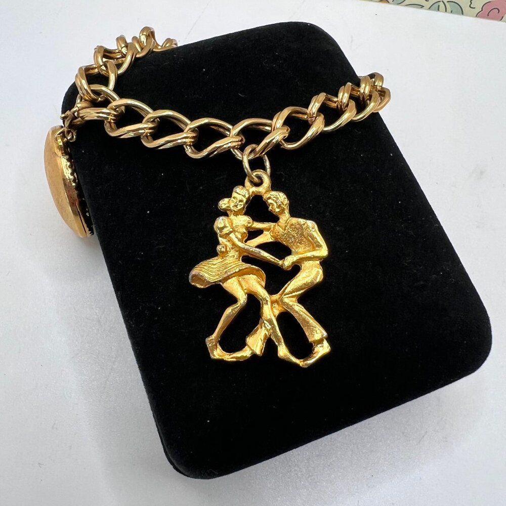 Monet Gold Charm Bracelet with Three Charms - Picture 5 of 5